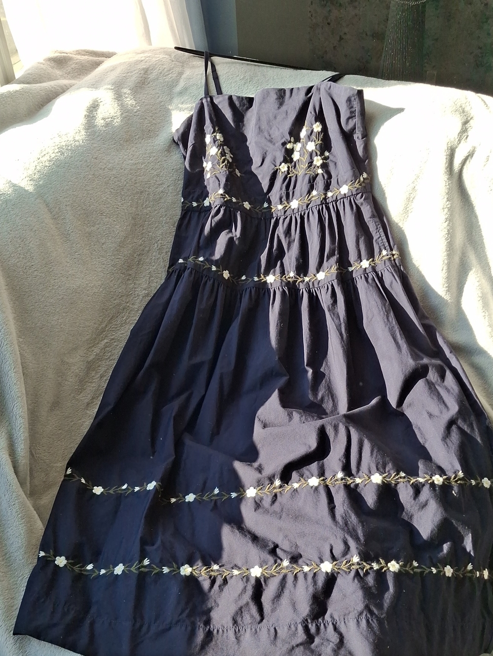 Navy Floral Embroidered Midi Sundress